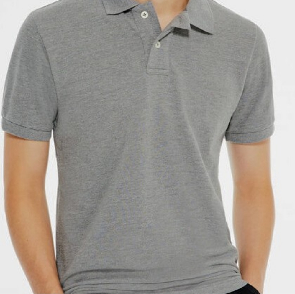Men's American Eagle grey mesh short polo